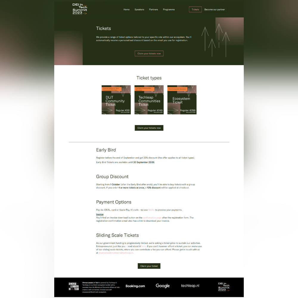 DEI in Tech Summit 2023 - Tickets page